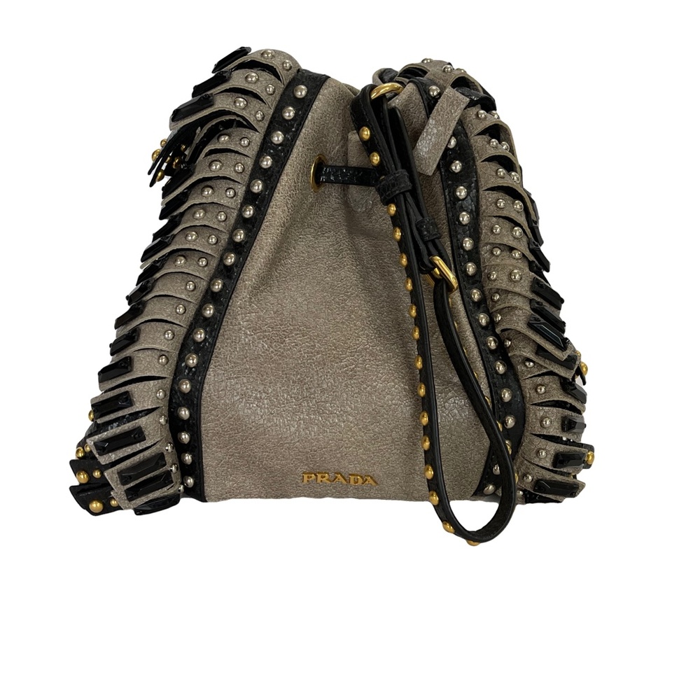 Prada Crackle Fringe Studded  Bag